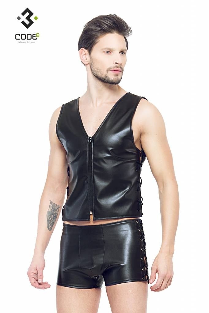 * Code8 by XXX COLLECTION Eco-leder gilet (XS-S) afbeelding