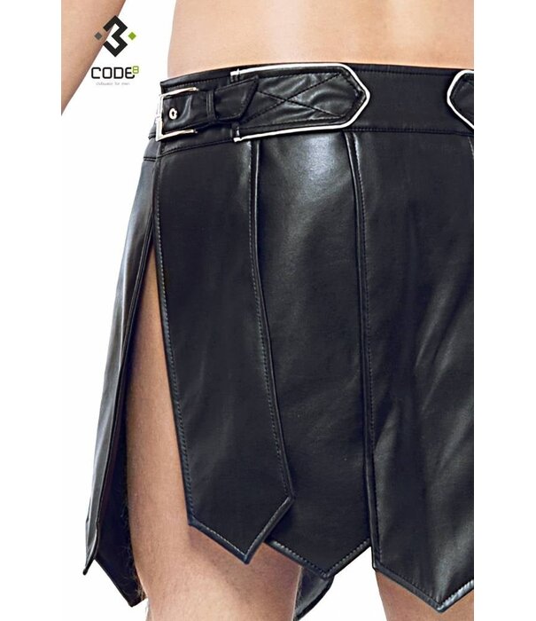 * Code8 by XXX COLLECTION Heren gladiator rok met geschulpt leer, en gekleurde biezen