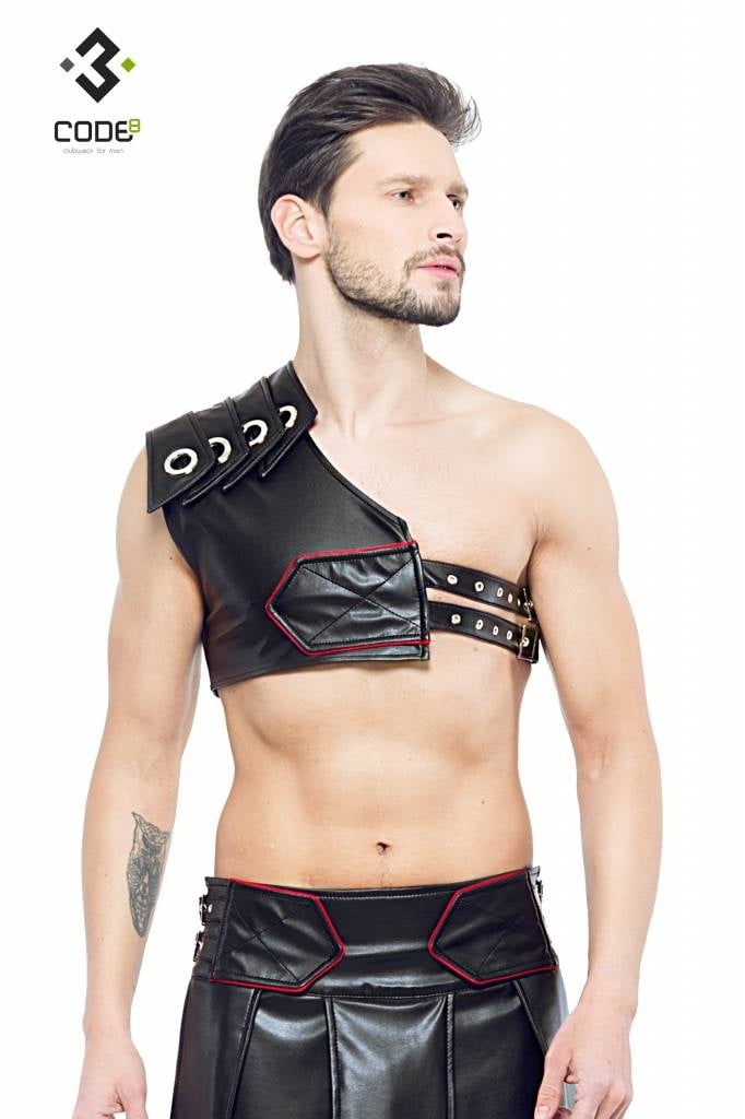 * Code8 by XXX COLLECTION Gladiator Harnas met rode bies (XS/S - 3XL/4XL) afbeelding