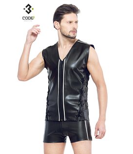 Eco-leder mouwloos shirt zilver (XS-S-M|)