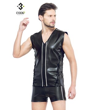 Eco-leder mouwloos shirt zilver (XS-S-M|)