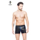 Heren short met mesh en gekleurde biezen en rits.