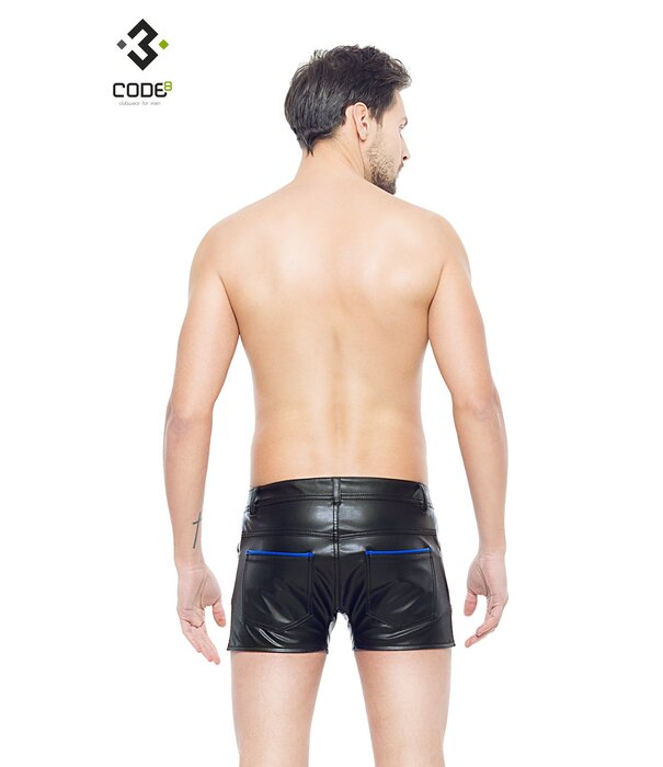 * Code8 by XXX COLLECTION Heren short met mesh en gekleurde biezen en rits.