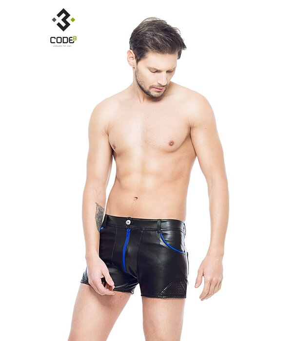 * Code8 by XXX COLLECTION Heren short met mesh en gekleurde biezen en rits.