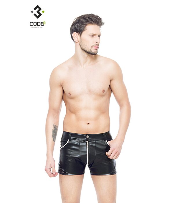 * Code8 by XXX COLLECTION Heren short met mesh en gekleurde biezen en rits.