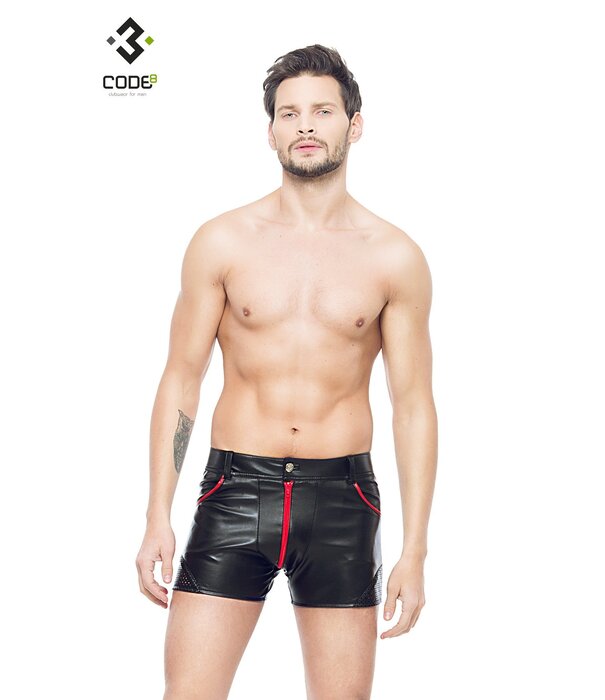 * Code8 by XXX COLLECTION Heren short met mesh en gekleurde biezen en rits