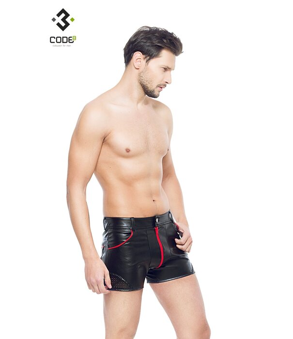 * Code8 by XXX COLLECTION Heren short met mesh en gekleurde biezen en rits