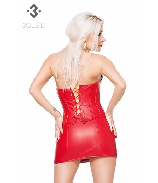 * SOLEIL  by XXX COLLECTION Eco-Leren halterkorset met rits aan voorkant en stoere riempjes