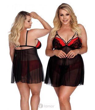 Zwart rode babydoll,AN-Arcadia
