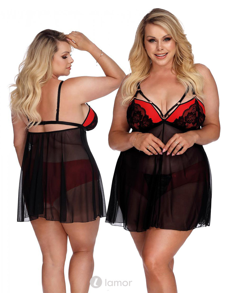 * ANAIS APPAREL Zwart rode babydoll,AN-Arcadia afbeelding
