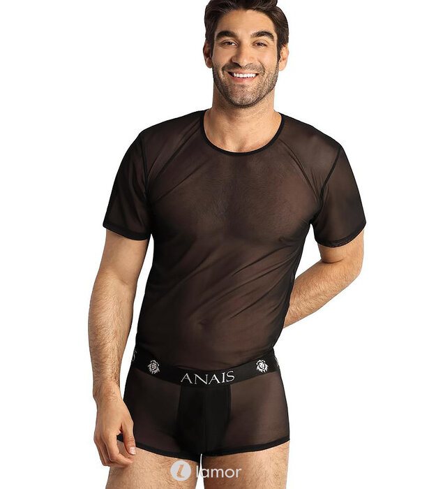 * ANAIS MEN Zwart shirt van transparant mesh materiaal van het merk Anais men