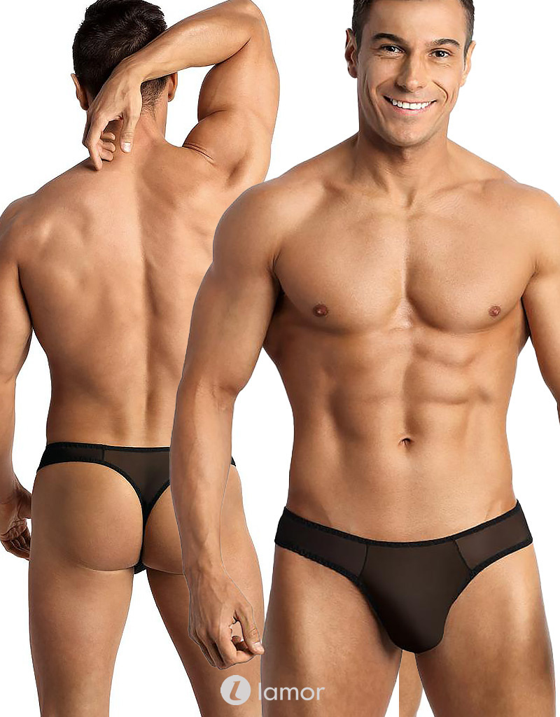 * ANAIS MEN Zwarte heren String Eros afbeelding