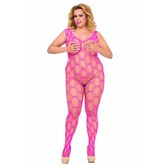 Roze mesh bodystocking.