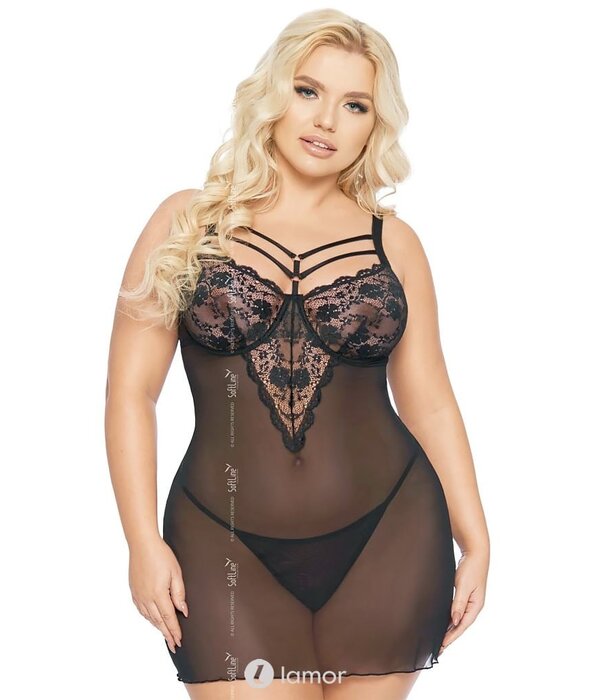 * SOFTLINE Verleidelijke zwarte babydoll Aldona