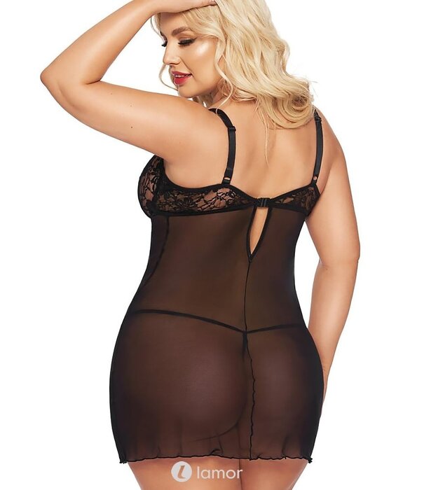 * SOFTLINE Cornelia,Sexy zwarte babydoll met kant