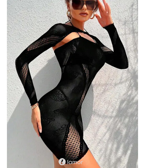 * Snapshot Spannend zwart netjurkje met schoudertop van het merk SnapShot