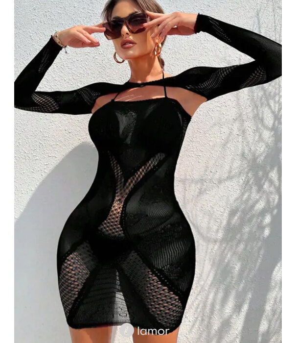 * Snapshot Spannend zwart netjurkje met schoudertop van het merk SnapShot