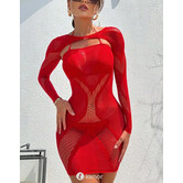 Spannend rood netjurkje met schoudertop van het merk SnapShot