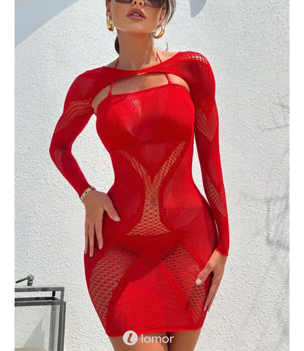 * Snapshot Spannend rood netjurkje met schoudertop van het merk SnapShot