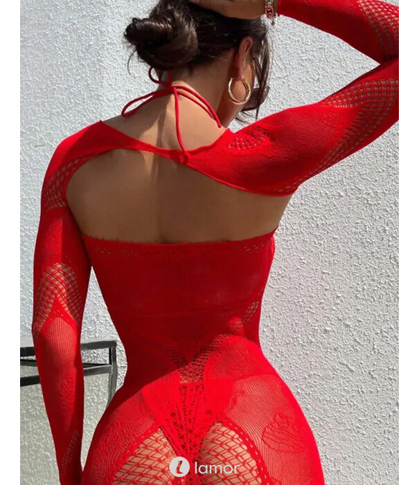 * Snapshot Spannend rood netjurkje met schoudertop van het merk SnapShot