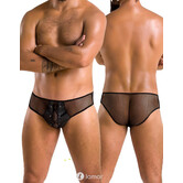 Sexy heren slip van lederlook en mesh van Passion Menswear