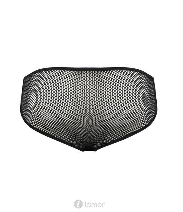 * PASSION MENSWEAR Sexy heren slip van lederlook en mesh van Passion Menswear