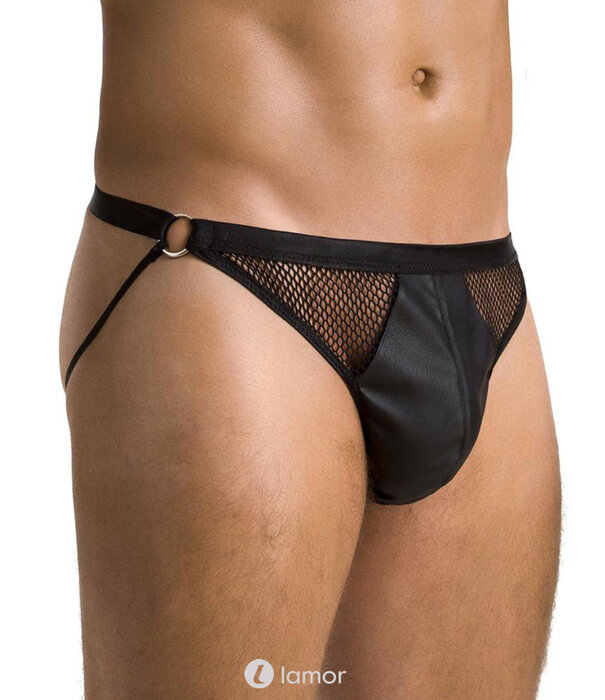 * PASSION MENSWEAR Sexy heren Jockstrap van lederlook en grof mesh materiaal  van Passion Menswear