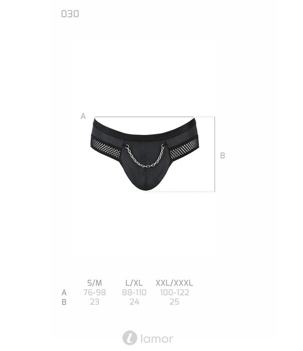 * PASSION MENSWEAR Sexy heren Jockstrap van lederlook en grof mesh en een ketting  materiaal  van Passion Menswear