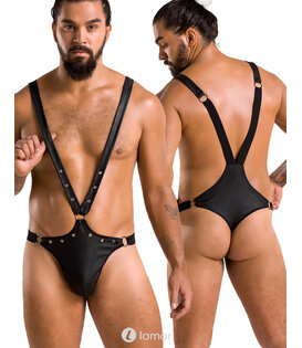 Zwarte  Mesh Heren stringbody, PA028