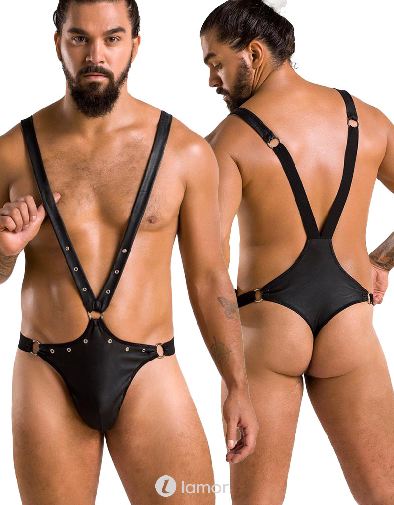 * PASSION MENSWEAR Zwarte Mesh Heren stringbody, PA028 afbeelding