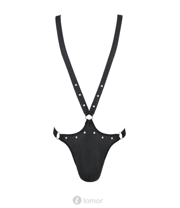 * PASSION MENSWEAR Sexy heren stringbody van lederlook materiaal  van Passion Menswear