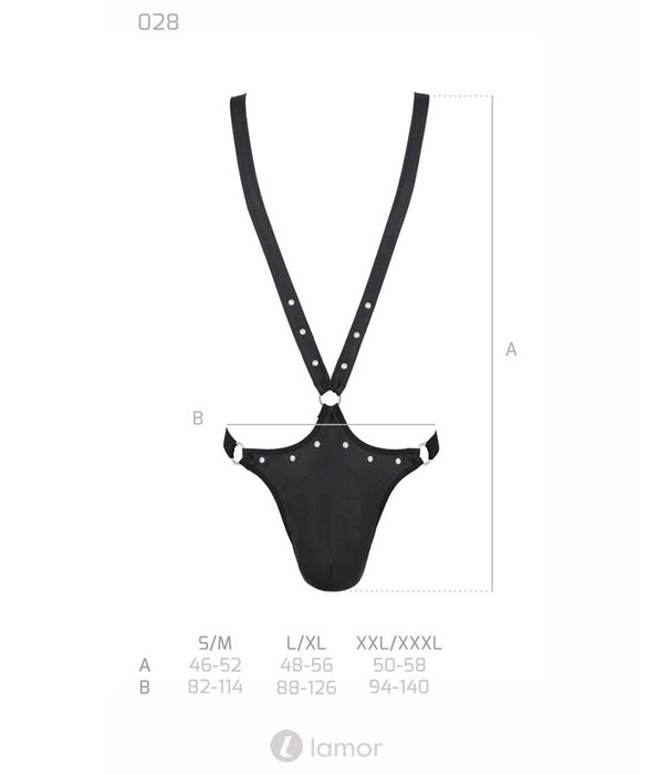 * PASSION MENSWEAR Sexy heren stringbody van lederlook materiaal  van Passion Menswear