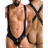 Sexy heren stringbody van wetlook materiaal van Passion Menswear