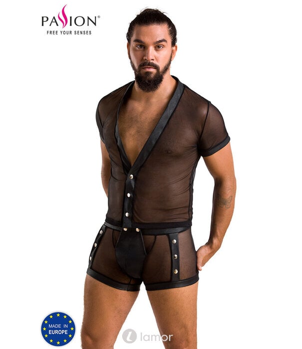 * PASSION MENSWEAR Sexy heren tule set short & T-shirt van Passion Menswear