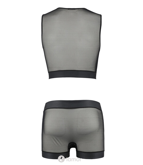 * PASSION MENSWEAR Sexy heren tule set short & Crop top van Passion Menswear