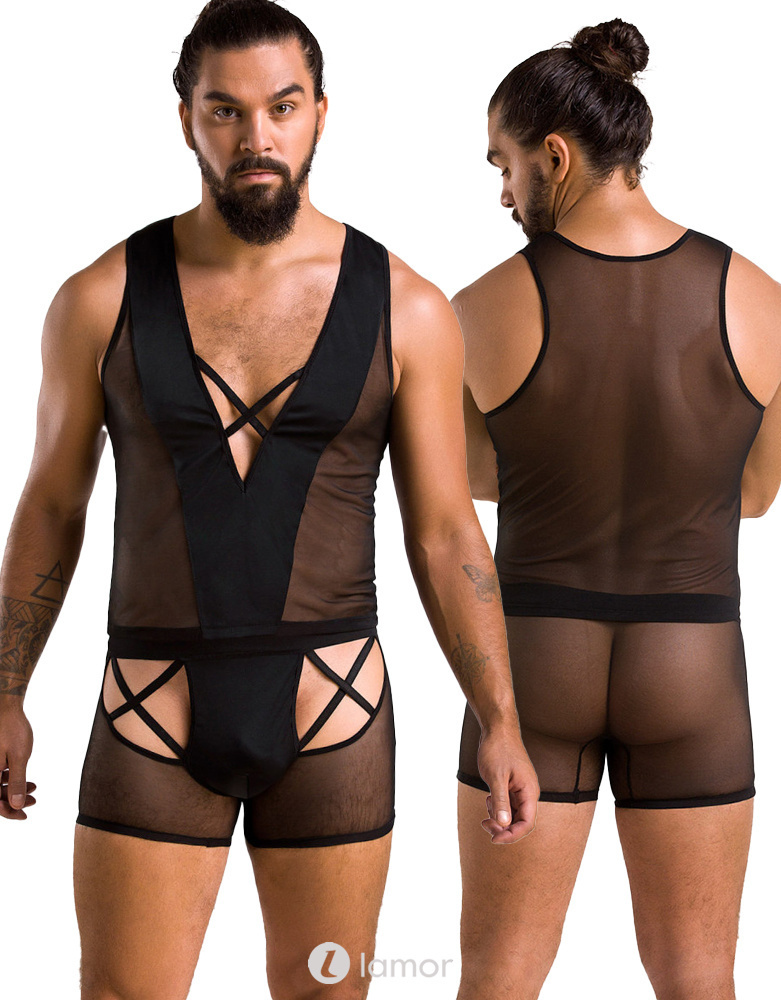 * PASSION MENSWEAR Zwarte tule Heren Set, PA054 afbeelding