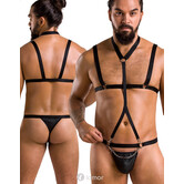 Sexy heren Harnas  set van lederlook metalen elementen  van Passion Menswear