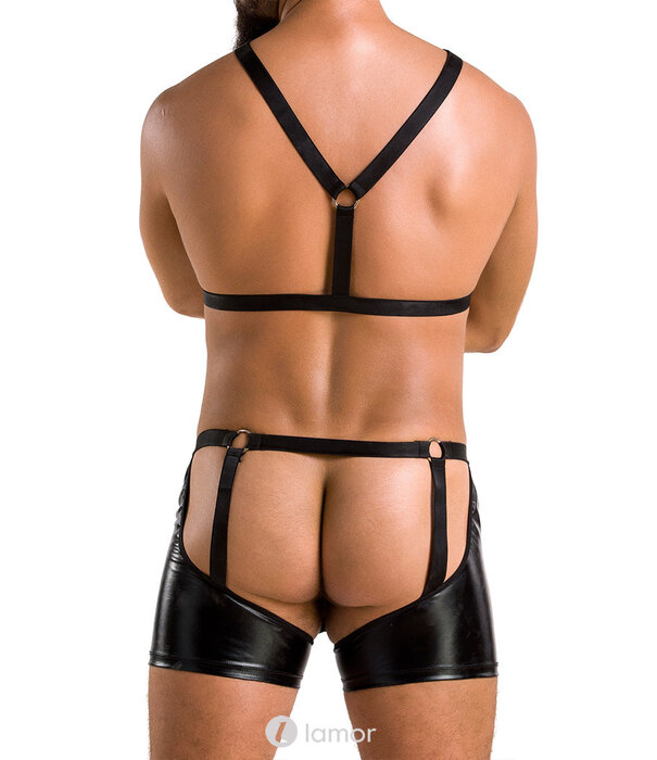 * PASSION MENSWEAR Sexy heren Top & Short van wetlook  materiaal  van Passion Menswear