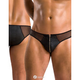 Sexy heren slip van lederlook en mesh van Passion Menswear