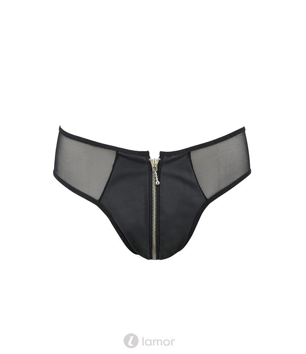 * PASSION MENSWEAR Sexy heren slip van lederlook en mesh van Passion Menswear