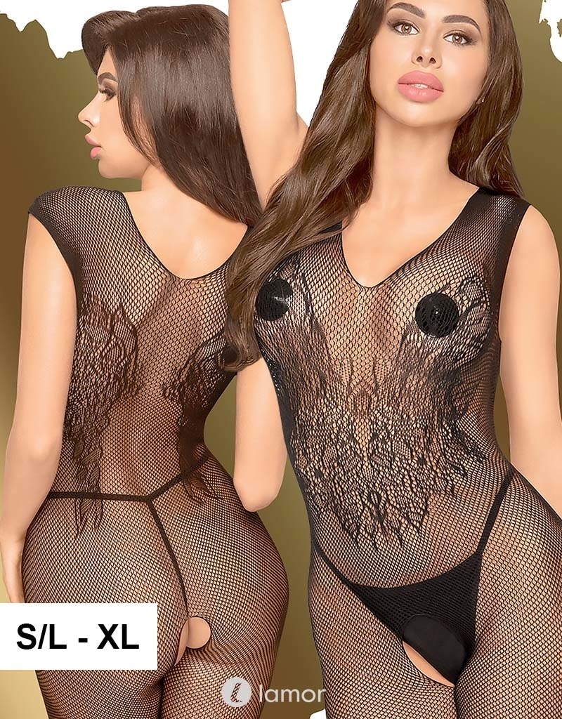 * PENTHOUSE Zwarte bodystocking Wild Catch afbeelding