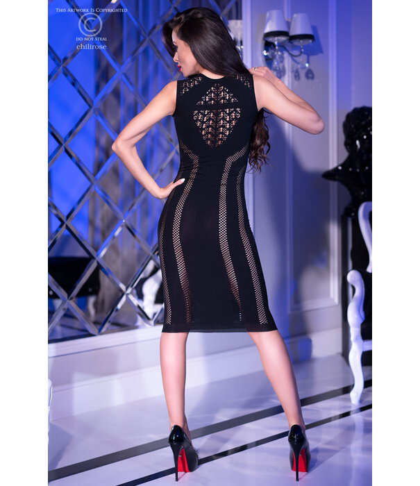 * CHILIROSE Zwarte naadloze jurk CR4300-B van Chilirose