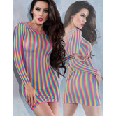 Neon regenboog mini jurk CR4334 van Chilirose.
