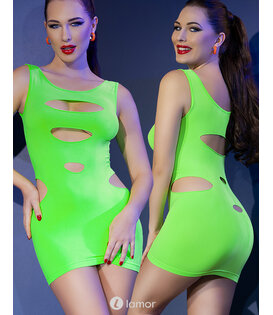 Neon groen naadloos mini jurkje,CR4621
