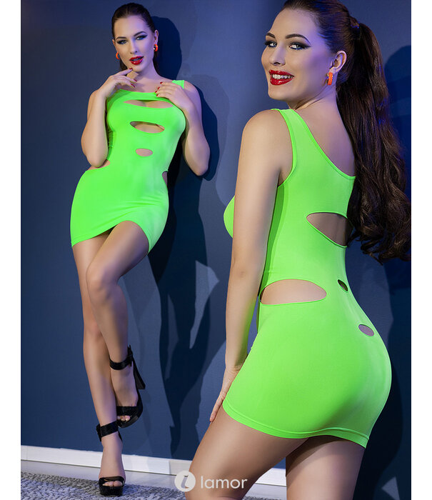 * CHILIROSE Sexy neon groen naadloos mini jurkje van Chilirose  CR4621