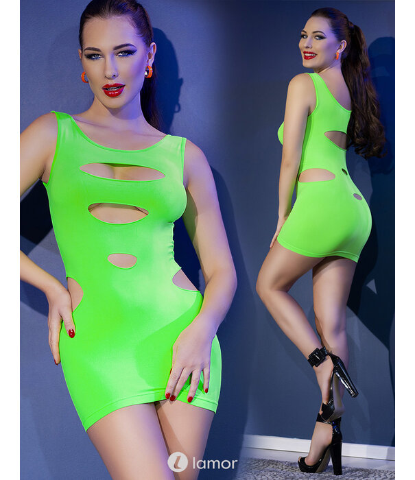 * CHILIROSE Sexy neon groen naadloos mini jurkje van Chilirose  CR4621