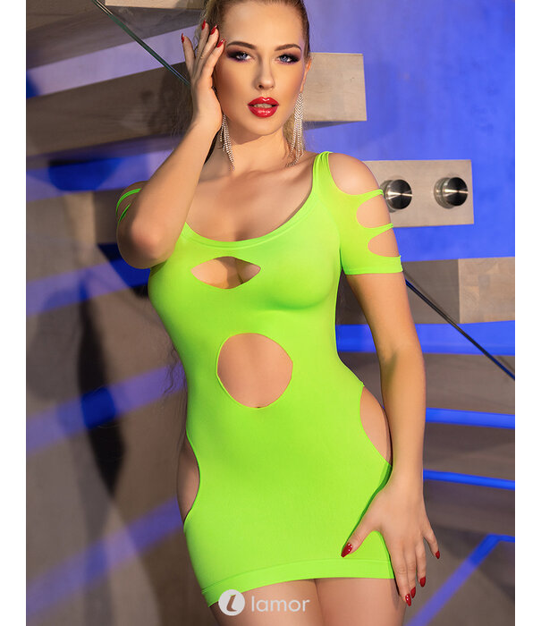 * CHILIROSE Sexy neon groen naadloos mini jurkje van Chilirose  CR4671