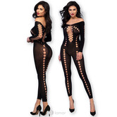 Off-shoulder bodystocking met uitsparingen