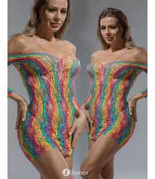 Rainbow Off Shoulder netjurkje CL60215