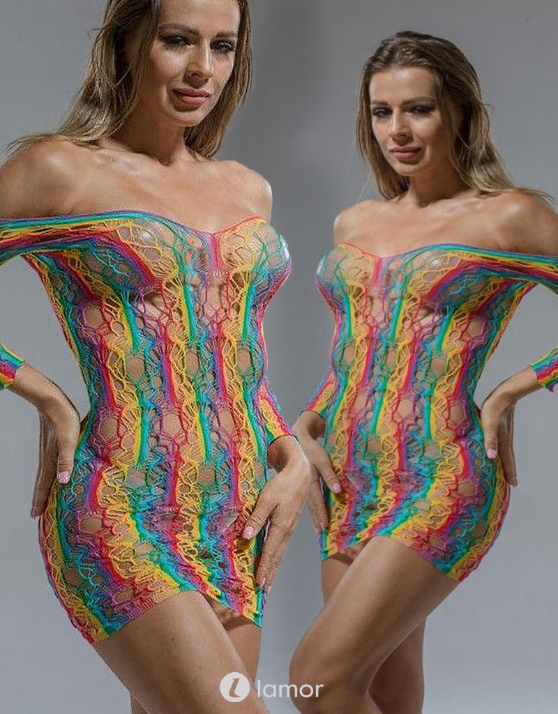 * CINDYLOVE Rainbow Off Shoulder netjurkje CL60215 afbeelding